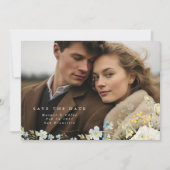 Boho Eenvoudige Elegante Wilde Bloem Bruiloft Save The Date (Voorkant)