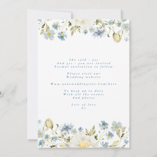 Boho Eenvoudige Elegante Wilde Bloem Bruiloft Save The Date (Achterkant)