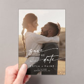 Boho Eenvoudige Foto Acryl Huwelijk Save the Date Acryl Uitnodigingen (Insitu (Draagbaar))