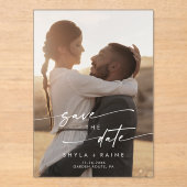 Boho Eenvoudige Foto Acryl Huwelijk Save the Date Acryl Uitnodigingen (Voorkant)