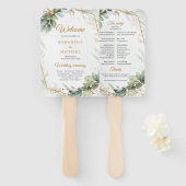 Boho Eenvoudige lentegroen en gouden lijst bruilof Handwaaier (Voorkant en achterkant)