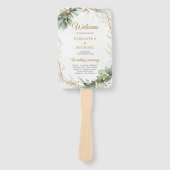 Boho Eenvoudige lentegroen en gouden lijst bruilof Handwaaier (Voorkant)
