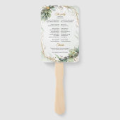 Boho Eenvoudige lentegroen en gouden lijst bruilof Handwaaier (Achterkant)