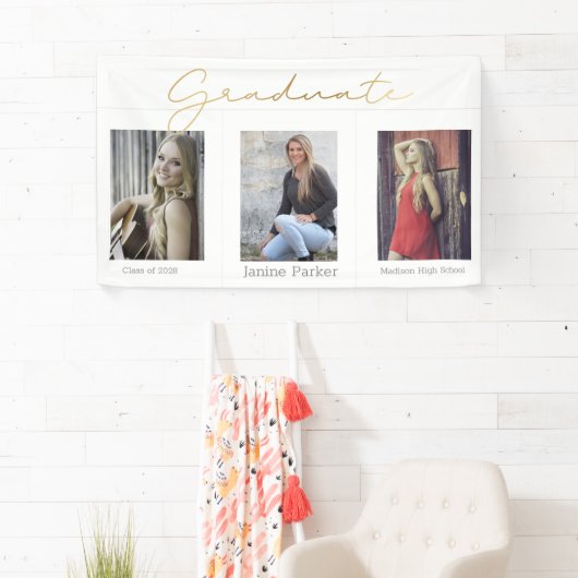 Boho eenvoudige moderne foto afstudeerfeest banner (Insitu)