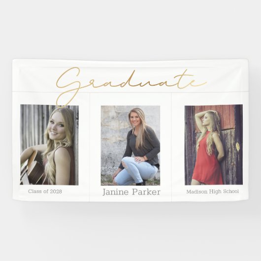 Boho eenvoudige moderne foto afstudeerfeest banner (Horizontaal)