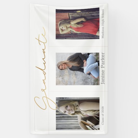 Boho eenvoudige moderne foto afstudeerfeest banner (Verticaal)