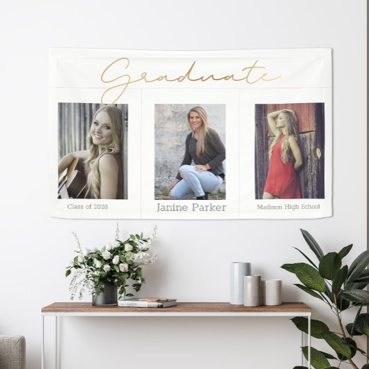 Boho eenvoudige moderne foto afstudeerfeest banner