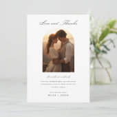Boho eenvoudige moderne foto bruiloft bedankkaart (Staand voorkant)