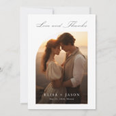 Boho eenvoudige moderne foto bruiloft bedankkaart (Achterkant)