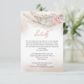 Boho eenvoudige pampa's en stoffige roos bruiloft informatiekaartje (Staand voorkant)