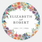 Boho eenvoudige rustieke Wildflower Waterverf brui Ronde Sticker (Voorkant)