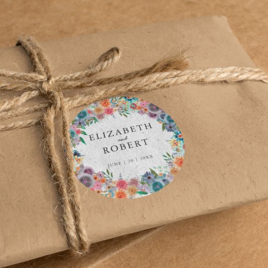 Boho eenvoudige rustieke Wildflower Waterverf brui Ronde Sticker