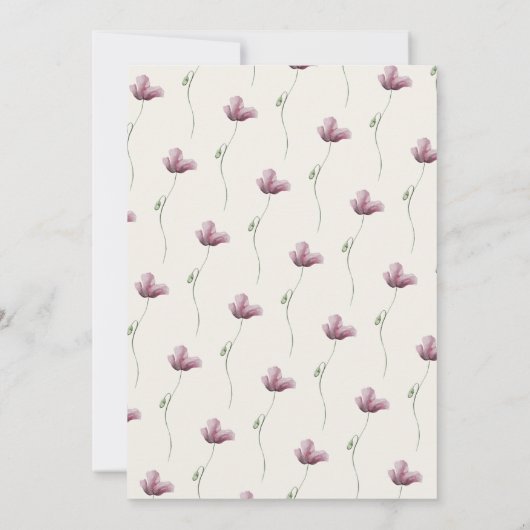 Boho Eenvoudige Wildbloem Moderne Bruiloft Kaart (Achterkant)