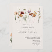 Boho eenvoudige Wildflower bruiloft uitnodiging (Voorkant / Achterkant)