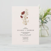 Boho eenvoudige Wildflower bruiloft uitnodiging (Staand voorkant)