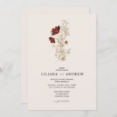 Boho eenvoudige Wildflower bruiloft uitnodiging (Voorkant / Achterkant)