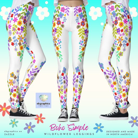 Boho eenvoudige Wildflower Leggings