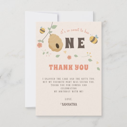 Boho Eerste bijendag 1e bijenverjaardag Bedankkaart (Voorkant)
