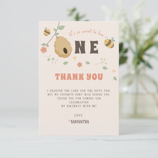 Boho Eerste bijendag 1e bijenverjaardag Bedankkaart (Staand voorkant)