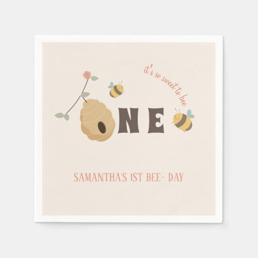 Boho Eerste bijendag 1e bijenverjaardag Servet (Voorkant)