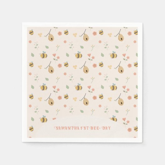 Boho Eerste bijendag 1e bijenverjaardag Servet (Voorkant)