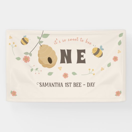 Boho Eerste bijendag 1e bijenverjaardag Spandoek (Horizontaal)