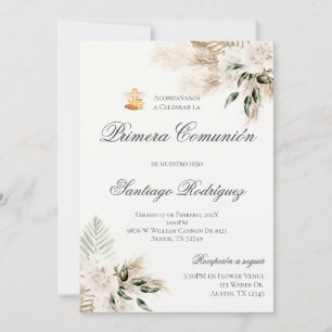 Boho eerste communie uitnodiging in het Spaans
