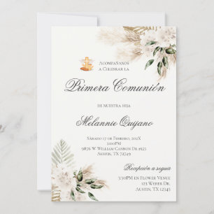 Boho eerste communie uitnodiging in het Spaans
