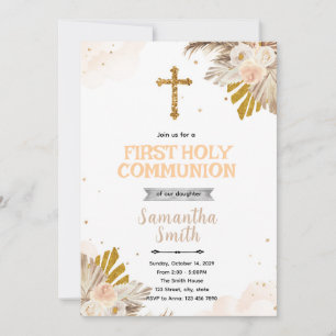 Boho Eerste Heilige Communie Uitnodiging