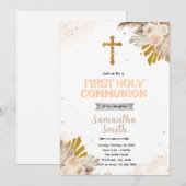 Boho Eerste Heilige Communie Uitnodiging (Voorkant / Achterkant)