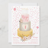 Boho eerste jaar foto collage verjaardag uitnodigi kaart (Voorkant)