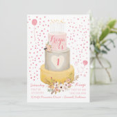 Boho eerste jaar foto collage verjaardag uitnodigi kaart (Staand voorkant)