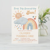 Boho Eerste Reis Rond De Zon 1e Verjaardag Feest Kaart (Staand voorkant)