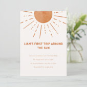 Boho eerste reis rond de zon 1e verjaardag Invita Kaart (Staand voorkant)