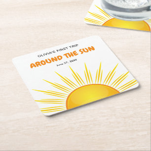 Boho eerste reis rond de zon 1e verjaardag kartonnen onderzetters