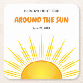 Boho eerste reis rond de zon 1e verjaardag kartonnen onderzetters (Voorkant)