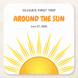 Boho eerste reis rond de zon 1e verjaardag kartonnen onderzetters