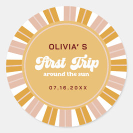 Boho eerste reis rond de zon 1e verjaardag ronde sticker