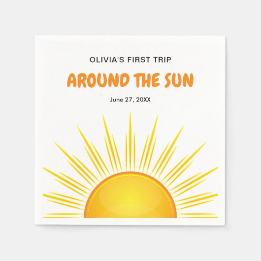 Boho eerste reis rond de zon 1e verjaardag servet (Voorkant)