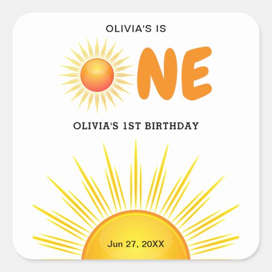 Boho eerste reis rond de zon 1e verjaardag vierkante sticker (Voorkant)