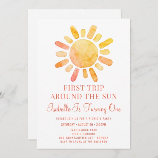 Boho eerste reis rond de zon eerste verjaardag Inv Kaart (Voorkant / Achterkant)