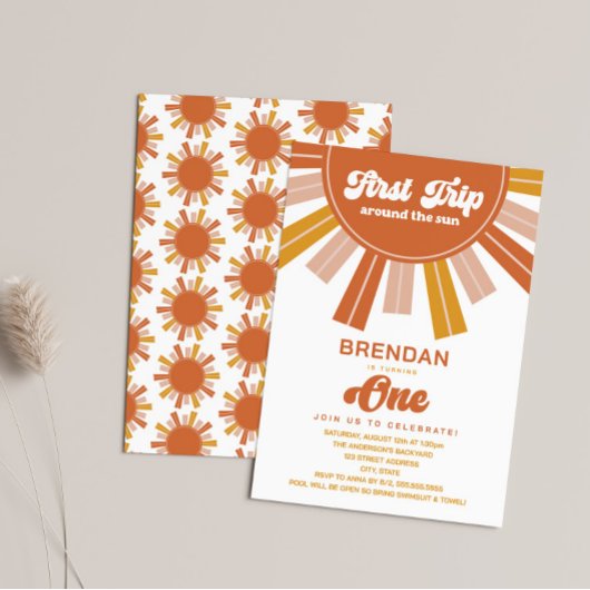 Boho eerste reis rond de zon eerste verjaardag kaart