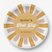 Boho eerste reis rond de zon eerste verjaardag papieren bordje (Voorkant)