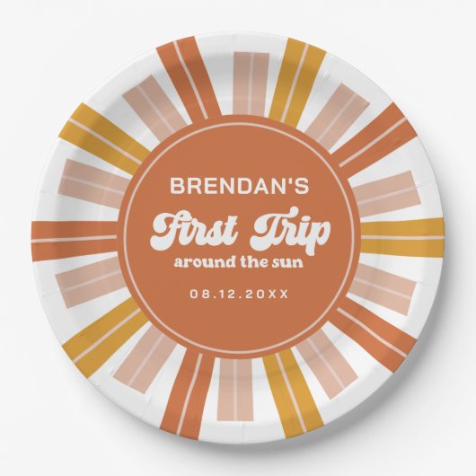 Boho eerste reis rond de zon eerste verjaardag papieren bordje (Voorkant)