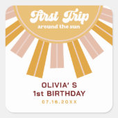 Boho eerste reis rond de zon eerste verjaardag vierkante sticker (Voorkant)