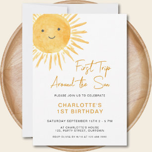 Boho Eerste Reis Rond De Zon Meisjes 1e Verjaardag Kaart