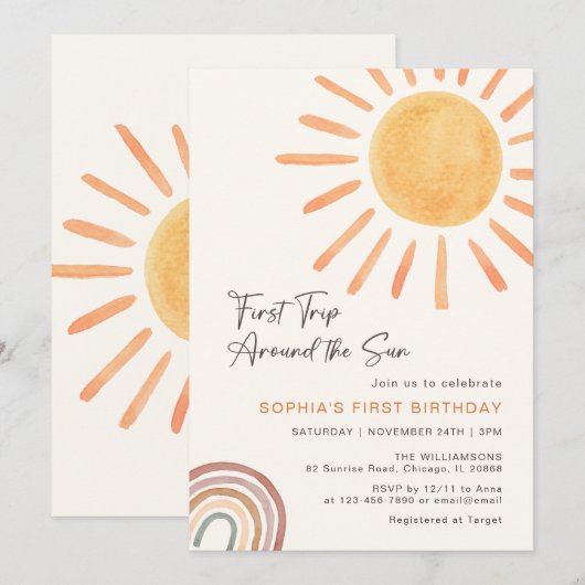 Boho eerste reis rond de zon op 1 oktober kaart (Voorkant / Achterkant)