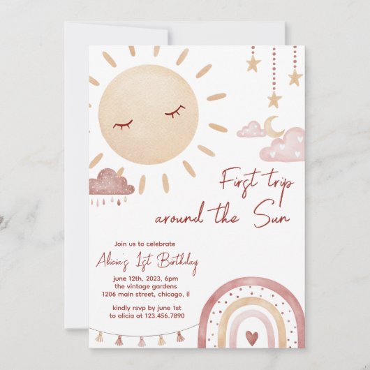 Boho eerste reis rond de zon op 1 oktober kaart (Voorkant)