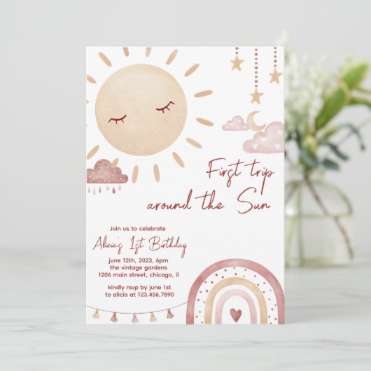 Boho eerste reis rond de zon op 1 oktober kaart (Staand voorkant)