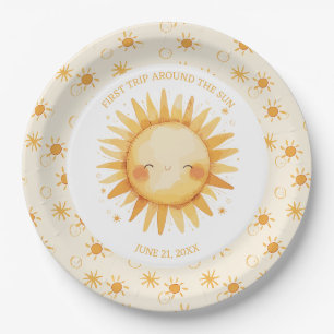 Boho eerste reis rond de zon op 1 oktober papieren bordje